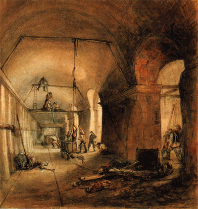 The Thames Tuneel under construction in the 1830s